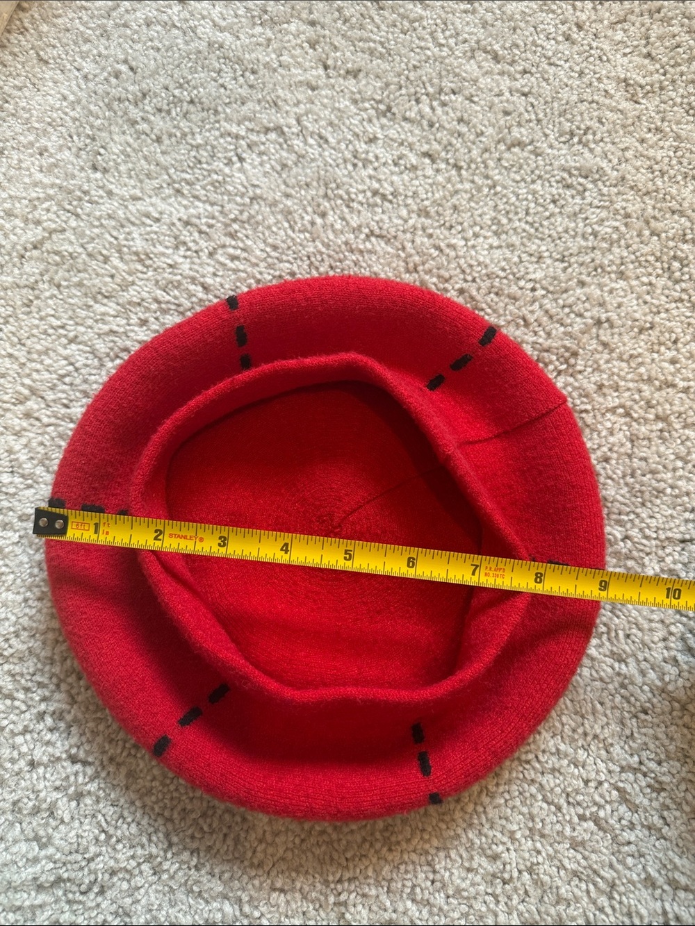 Magid Hats Red Wool Blend Beret with Black Contrast Stitching - OSFM - Picture 4 of 4